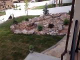 Looking down from lower deck to water feature