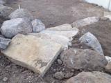 Steps down to the fire pit