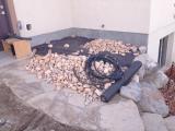 Back wall by door to garage