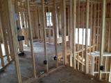Standing in master bedroom showing electrics on framing