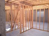 Framed Basement looking into section under Kitchen and Living Room