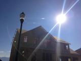 Trusses through windows in bright sunlight