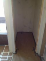 Floor covering for  toilet room in master bath in preparation for paint spraying