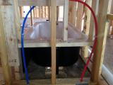 Small bath tub shower plumbing