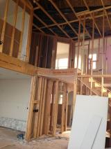 Sheetrock - looking up from lounge to landing