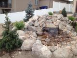 Waterfall with trees planted