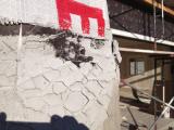 Close up of cement on pillar