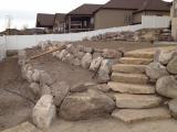 Three tier level, fruit trees, vegetable patch and lawn on top level