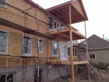 Scafolding assembly around deck